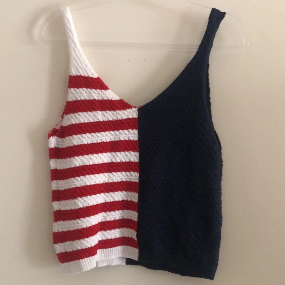 Patriotic American Flag Red, White, and Blue Star Tank Top - Picture 5 of 7